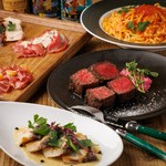 和牛もも肉のステーキ、鰆の燻製ステーキ、トリュフ香る蝦夷鹿肉ボロネーゼなど