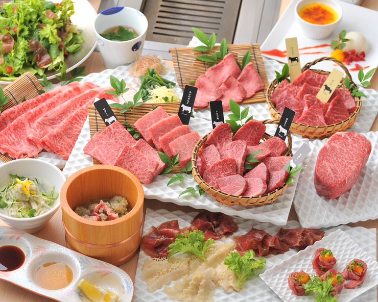 Rare course of aged Wagyu beef