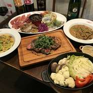 【2時間制】トラットリア料理満喫　飲放付コース
≪料理内容例≫

●前菜盛り合わせ
●野菜のストウブ蒸し
●シェフお任せパスタ
●リゾット
●本日のお肉料理

3階貸切は5000円×25名様（税別）が最低料金になります