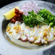 タコでくるんでカルパッチョ