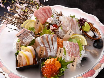 季節に合わせた旬の魚を味わえる『本日仕入れ　おまかせ刺身盛り合わせ』1人前～