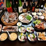 最大30名まで入ることができる店内では、店長おすすめの料理をコースで味わえます。料理は9品で価格もアレンジ可能。さらに、コース利用時のみ、単品よりもさらにリーズナブルに飲み放題のプラスもできます。