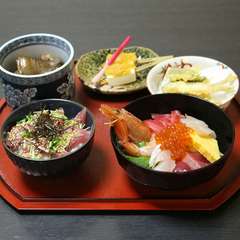 【全５品】魚メインの人気メニューと５種の海鮮を含めた海鮮丼『五輪丼コース』
