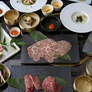 宮崎牛の高級部位が楽しめて、前菜・お食事・デザートまでついた大満足のコース。