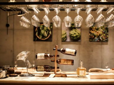 種類豊富に揃うワイン。料理とのマリアージュを楽しむ