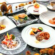 牛フィレ肉のグリエや旬の魚のポアレを季節の野菜とともにお楽しみください。