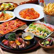 ハワイを代表とする料理を揃えたボリュームも満足いく、アロハテーブルの人気コース！
前菜～デザートまで♪さらに2時間飲み放題付きのお得なコースです！！

