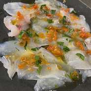 ドライトマトとケッパーのソースで。