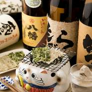 焼酎30銘柄すべて500円　呑み放題セットはつまみが付いて2000円　女将自慢もディナーコースは呑み放題付きで3000円　

