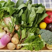 “安心して美味しい野菜をたくさん食べていただきたい”との思いから、契約農家の、南大阪のグループ『グリーングルーヴ』と、丹波『あかり農園』から、出来る限り無農薬野菜を入荷しています。