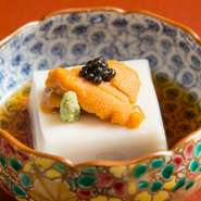 胡麻豆腐・生うに・キャビア