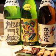 観光や出張で訪れるゲストにも嬉しい、地元愛知の銘酒が楽しめる日本酒の品揃えです。東春酒造の特別純米酒『東龍・龍田屋』は繊細な口あたりのすっきりとした味わいが特徴、料理人おすすめの地酒です。
