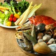 すべての食材がそうではないですが、「魚介」は北海道や築地市場から、「野菜」は三浦の地野菜など、各地より旬のものを仕入れて、使用しております。