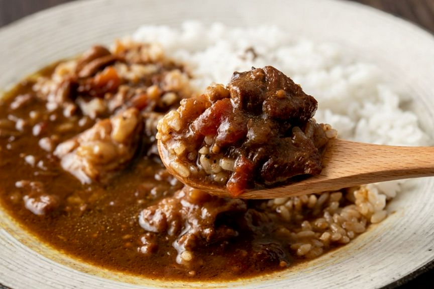 「黒毛和牛すじ肉のスパイスカレー(しっかり辛め)」レトルト販売