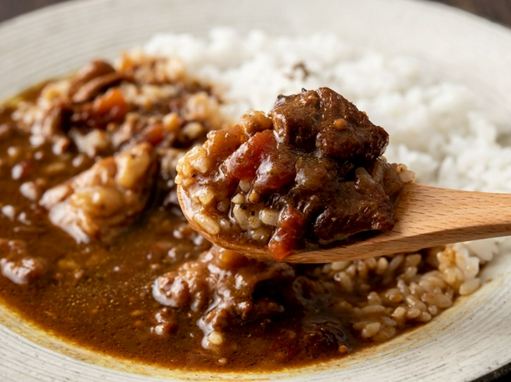 「黒毛和牛すじ肉のスパイスカレー(しっかり辛め)」レトルト販売