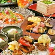 店自慢の創作串がメインの女子会専用コース。楽しいパーティーのテンションがさらにアップする、インスタ映えするメニューばかりを揃えています。ボリュームも大満足。