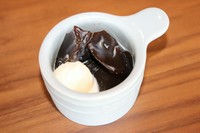 ちょこっとデザートを食べたい!!　そんな時にオススメのコーヒーゼリー。
手作りのコーヒーゼリーはコクと苦みがベストバランスの大人のデザート。