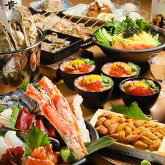北海道といえば海鮮！新鮮お刺身や、かに、うに、いくらまで堪能出来る、贅沢コース！
