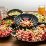 月曜は何杯飲んでも角ハイボールが99円、木曜は飲み放題利用の場合に限り『焼き鳥盛り合わせ10本』を半額の750円と大サービス中！　飲み放題は2時間制1250円とリーズナブルですので、ぜひお立ち寄りください。	