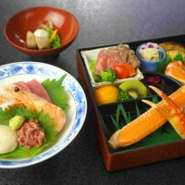 冬の味覚を詰め込んだ、期間限定の季節のお膳、海鮮膳です。
ずわい蟹や、蟹つみれなど冬の味覚をお楽しみいただけるお膳となっております。
お昼のみのご提供です。是非、ご賞味ください。