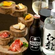 お酒のつまみに最適。お酒はワイン以外にもホッピーや焼酎もあり、イタリアンを居酒屋感覚で楽しめます。
