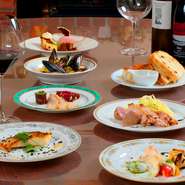 好みに応じて様々なお肉やパスタを組み合わせ、旬の食材とお肉の旨味を堪能できる『コース料理』