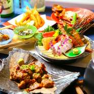 旬の魚介やお肉料理など、厳選食材を使用した会席コースを多数ご用意しております。忘新年会や同窓会、お祝いのお食事など、様々なシーンでご利用ください。