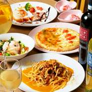 2名様～ご注文頂けます
以下、PIZZA／OMURICE／PASTAの中からお一人様一品。

MAIN／DOLCHEからそれぞれお一人様一品お選び下さいませ。