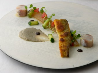 旬魚の多彩な魅力を表現『鮎のバリエーション　きゅうりとスイカ』