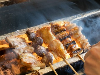 高級ブランド鶏を豊後備長炭で焼き上げる『高坂鶏の串焼き』