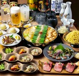 当店人気一品メニューの自家製明太子黒毛和牛の炙り刺し、デザート等前田屋の全てを堪能出来るコースです
