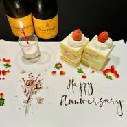 前日迄の要予約。コースは2名様より承ります。仕入れにより内容が異なる場合がございます。他券併用不可。前日、当日キャンセル不可。人数変更は前日までにご連絡ください。
団体様を覗きご予約受付は1ヶ月前からになります。仕入れにより内容が異なる場合がございます。
記念日の内容、ご予約の際ご記載ください。
（メッセージ・イラストお受けいたします）
