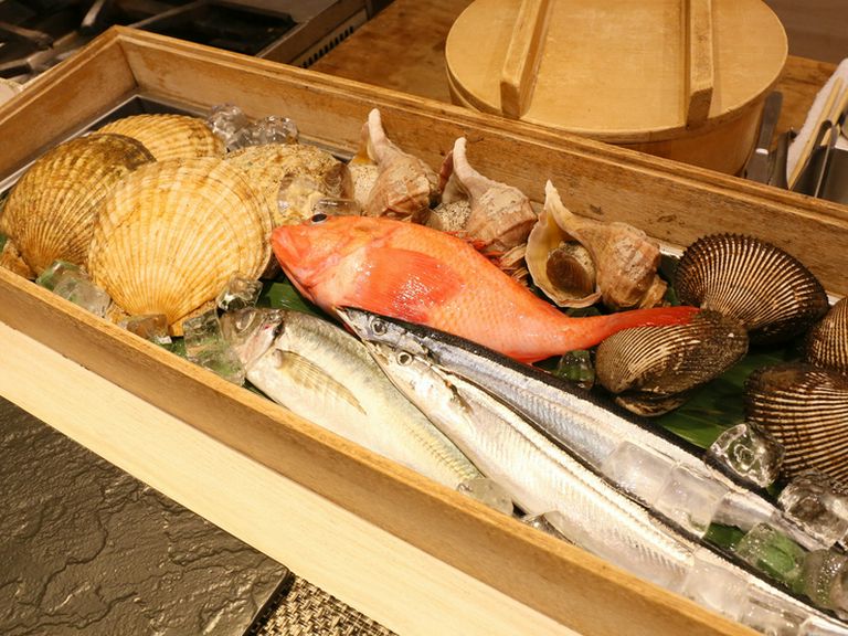 北海道産の鮮魚を中心に、旬の魚介類が勢揃い