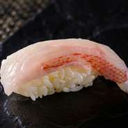 旬の味覚・新鮮な“ネタ”
お寿司の要であるネタは新鮮なもののみを使用。定番の“本マグロ”や、増毛や礼文島でとれた“ボタン海老”、当店おすすめの“羅臼産キンキ”など旬の味覚や新鮮な魚介を堪能頂けます。