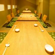 最大11名まで可能な掘りごたつ式個室