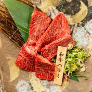 和牛の中でも最高ランクの宮崎牛を味わえるのが魅力。「まずはこれを食べてから他のお肉に興味を持ってもらいたい」という店のイチオシです。辛めのタレ、醤油タレ、味噌タレの三種類から選べます。