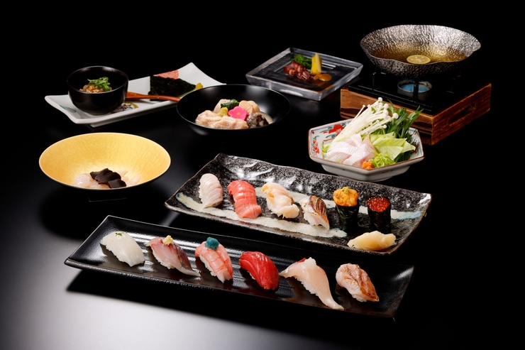 Includes blackthroat seaperch shabu-shabu! Luxurious [12 pieces of sushi] course: 15,800 yen (tax included)