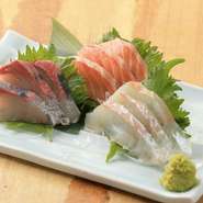 本日水揚げされた鮮魚を3種盛りでご提供