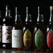 右から、イチローズモルト4種類、岩井トラディション、ワインカスク