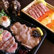 人気のうにいくら肉重、名物肉弁などのお弁当をはじめ、単品でのご注文やオードブルのご注文もお作りいたします！当日予約もOKですのでお気軽に