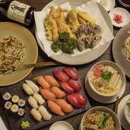 地元のお客様にも人気のフルブッフェ。握り寿司や天ぷらを始めとした和食。北欧の煮込み料理にアメリカのグリル料理。ホテルパティシエが作るスィーツの他、お子様が大好きなチョコレートファウンテン。