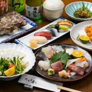 瀬戸内海の新鮮な魚介をふんだんに使用したコース料理