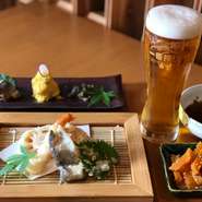 えび・旬の魚・鶏・旬の野菜・キリンビール