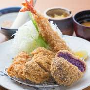 ロース、ヒレ、海老、紅芋コロッケ