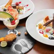 毎日4～5種類が用意されているドルチェも、必ず注文したい逸品。確かな腕を持つパティシエのセンスと技が光ります。