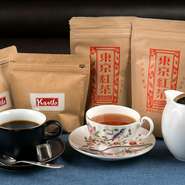 【ブネイコーヒー】の『Yazzettoブレンド』と、西多摩郡瑞穂町・西村農園の『東京紅茶』は店頭でも販売。