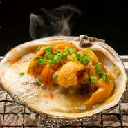 北海道産北寄貝（活北寄の刺身／活北寄の浜焼き／活寄の雲丹焼き）