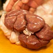 スペシャリテの一つはアバ（内臓）料理。とくに、ロニョン・ド・ヴォー（仔牛の腎臓）は丁寧な下処理と古典を超えた調理を施すと、とても輝く食材。濃厚な風味、プリプリの食感など、内臓料理の印象が変わる逸品。