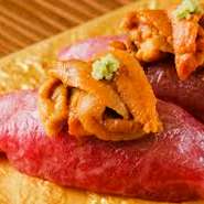 雲丹と山形牛赤身肉のコラボレーションをご堪能ください。