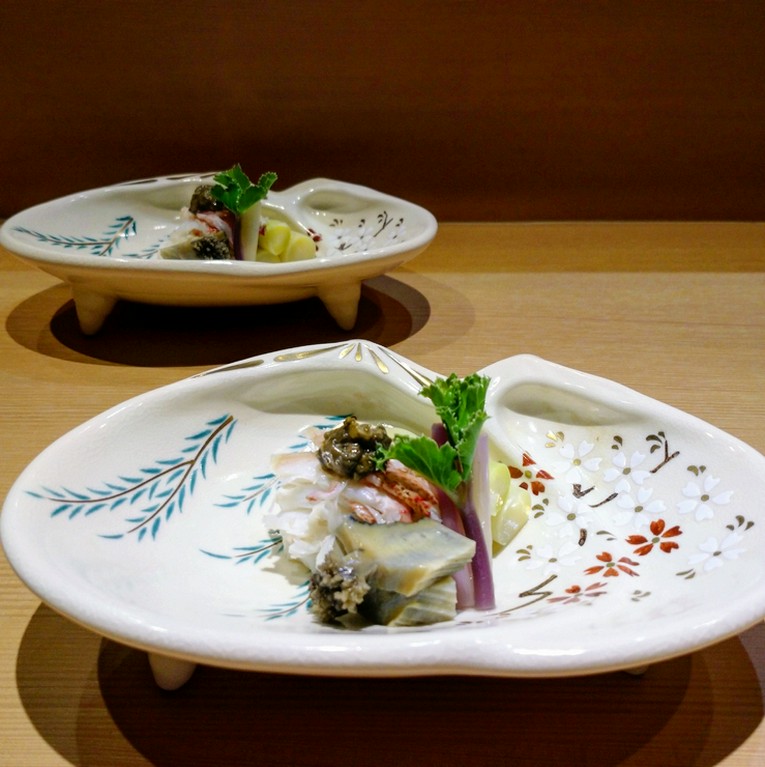 毛蟹と鮑のジュレ掛け